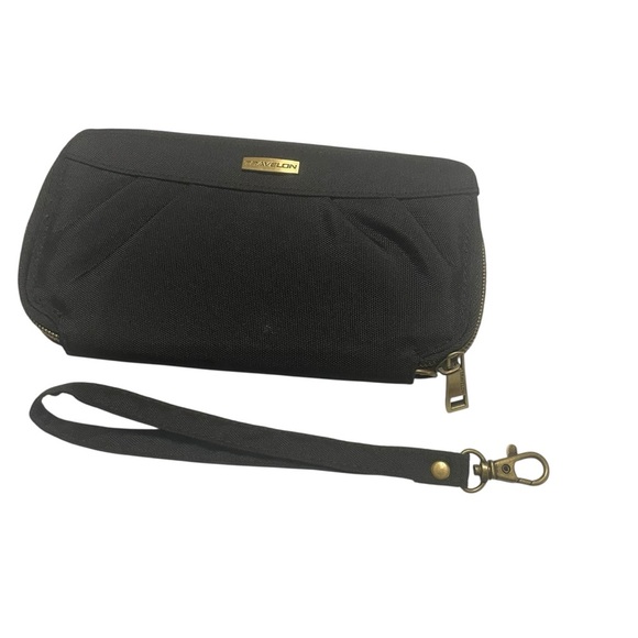 Travelon Womens Wallet, RFID Blocking, Protect ID Cards Black Print, Full Zipper - Picture 2 of 14